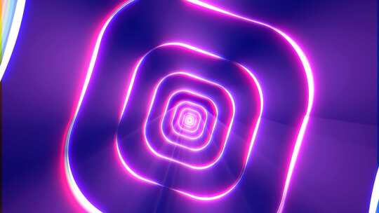 紫色能量数字方形矩形隧道框架由线和点制成视频素材模板下载