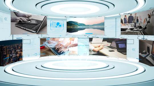 现代科技感弧形大屏ae模板AE视频素材教程下载