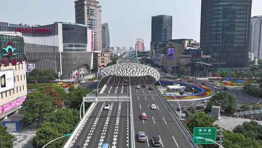 上海杨浦区五角场航拍