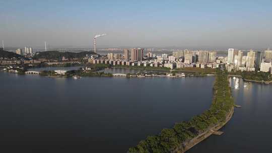 黄石 磁湖 航拍 大景 公园 阳光 大气