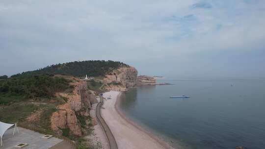 大海海洋岛屿自然风光山东烟台长岛航拍