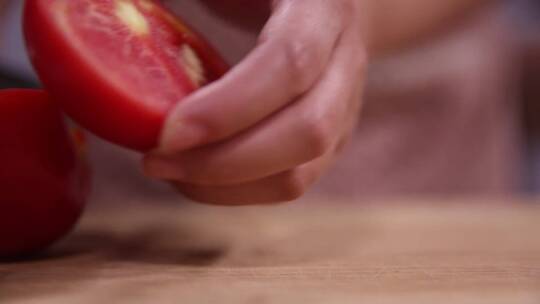 厨师切番茄西红柿 (4)视频素材模板下载