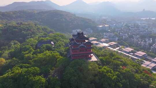 杭州城隍阁景区航拍上城区风景风光视频素材