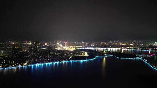 广东肇庆星湖国际湿地公园岩前村夜景