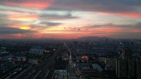 广西玉林夜景玉林城市建设航拍