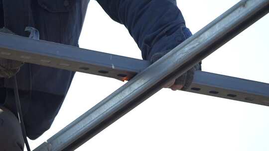 焊工 施工 电焊工 高空电焊 慢镜