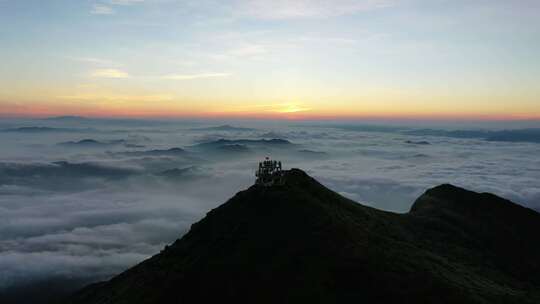 广东梅州航拍铜鼓峰粤东第一峰