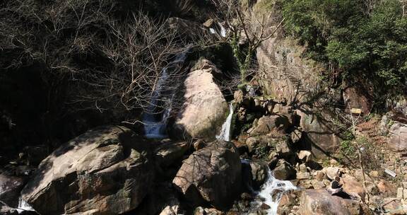 浙江天台琼台仙谷山谷山涧溪流美丽自然风光