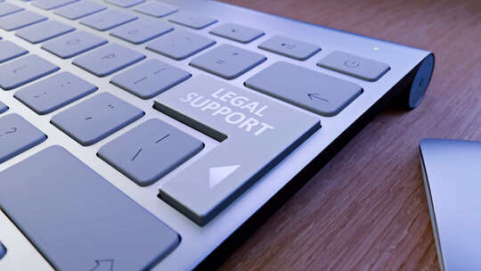 法律支持按钮键盘概念
