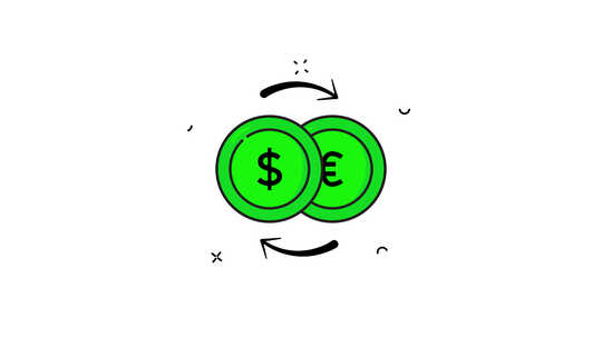 欧元兑美元汇率图标的动画视频