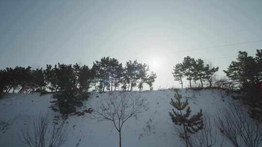 威海冬天雪景电视剧电影棚拍绿幕实拍素材8k