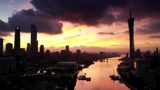 城市建筑都市日出日落朝阳晚霞夕阳黄昏航拍