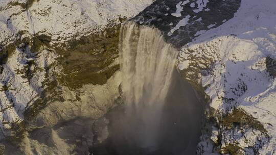 4K冰岛雪山雪地北极圈瀑布航拍