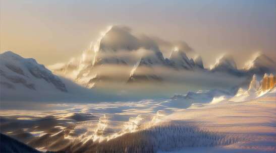 AIGC素材 雪山山峰之巅山脉风景