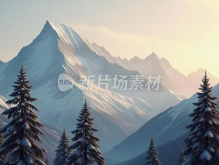 一张有雪山有树的图片9