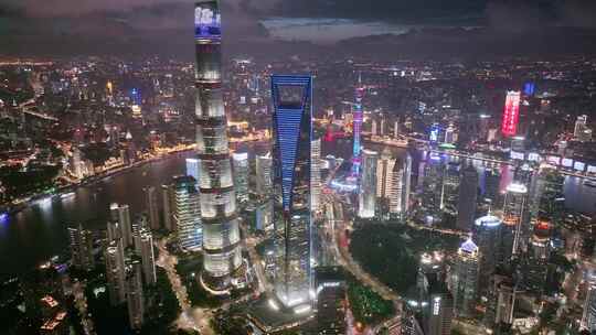 上海夜景 陆家嘴夜景 金融城 城市晚霞