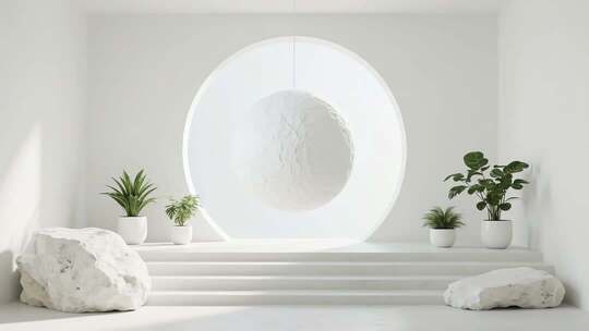 白色极简室内空间场景