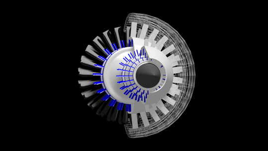 飞机引擎动态剖面图视频素材模板下载
