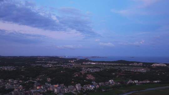 航拍月光下的福建平潭岛坛南湾平潭岛夜景