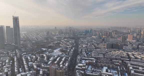 吉林长春雪后建筑航拍