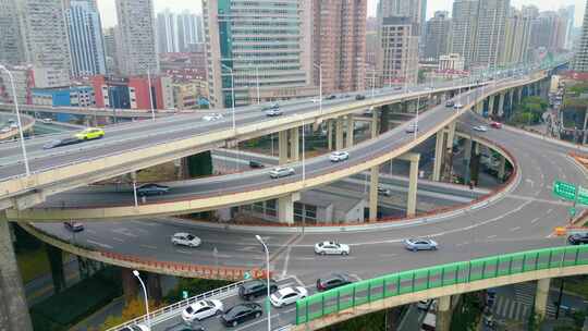上海市黄浦区鲁班路立交桥车流城市风景视频视频素材模板下载