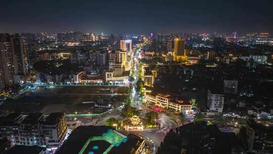 揭阳进贤门夜景航拍延时