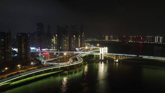 航拍福建泉州田安大桥夜景