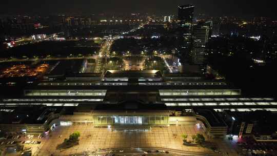 江苏常州城市夜景灯光航拍