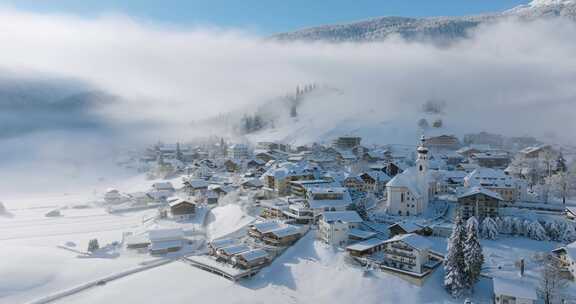 雪域高山森林景观航拍