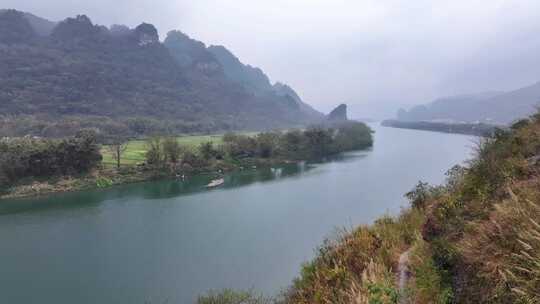 航拍广东清远阳山连江流域乡村田园风光视频素材模板下载