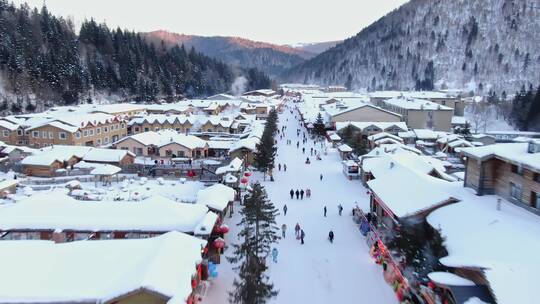 航拍中国雪乡4K素材（大场景+特写）