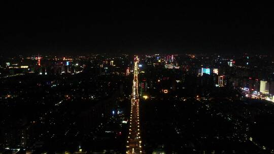 航拍石家庄正定古城夜景