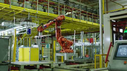 工厂智能科技机械臂运作视频素材模板下载