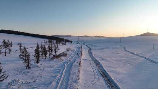 山野雪原冰雪道路视频素材模板下载