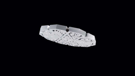 3D白银金属抽象装饰品图案伊斯兰阿拉伯环