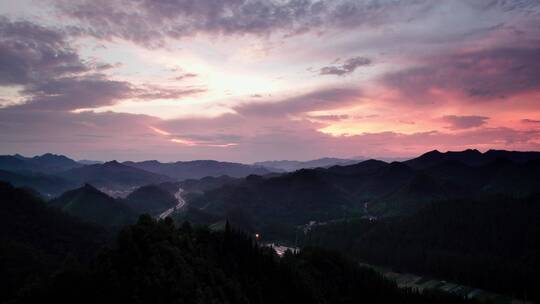 山川高速公路/服务区/晚霞公路/航拍