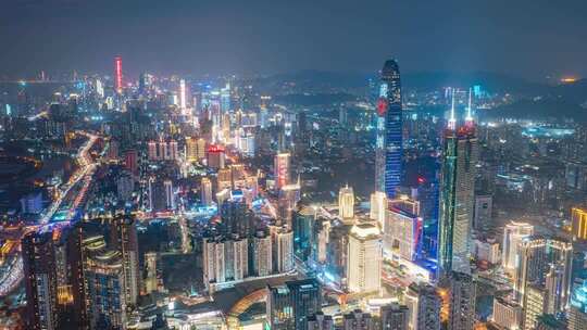 航拍广东深圳罗湖区地王大厦延时