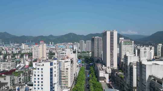 航拍福建三明城市建设