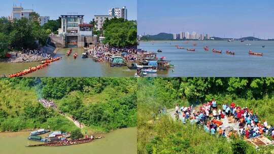 佛山南海九江龙船出海祭拜素材高清在线视频素材下载