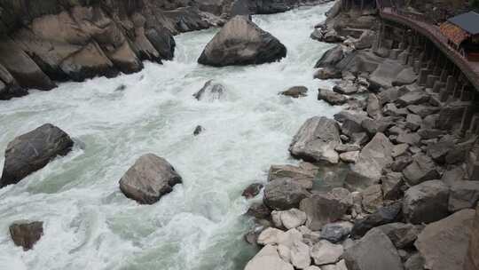 虎跳峡 航拍 淡水期 香格里拉 金沙江