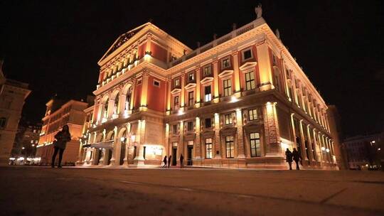 奥地利 维也纳 歌剧院 夜景 高速 金色大厅视频素材模板下载