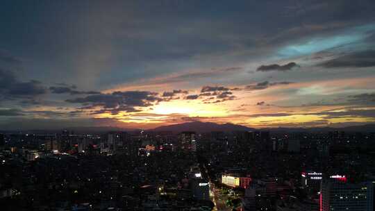 广西玉林城市风光玉林夜景航拍