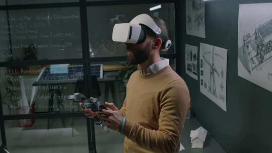 使用VR耳机在设施中观察清洁能源技术的创