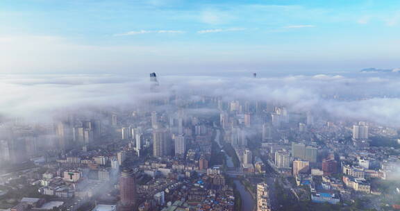 【5K】昆明北京路，市中心盘龙江航拍穿云