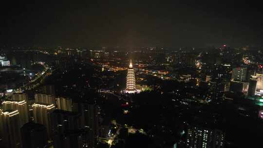 江苏常州城市夜景灯光航拍