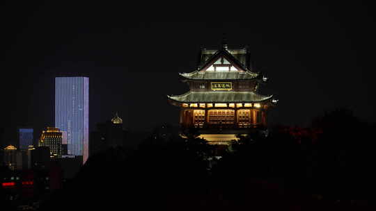 武汉武昌区黄鹤楼公园夜景