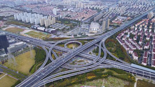 上海中环路济阳路高架立交桥4K航拍