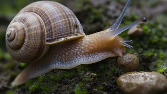 蜗牛爬行特写素材