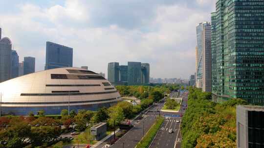 杭州钱江新城市民中心城市风景航拍