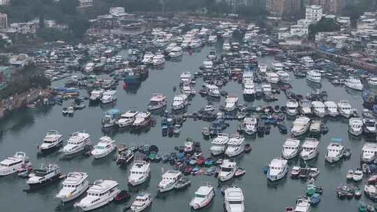 香港西贡码头清晨航拍